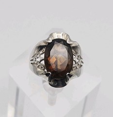 Sterling Silver Vintage 4.00ct Smoky Quartz Ring Size 6.5 Unidentified Mark
