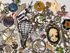Lot Vtg & Modern Fun Novelty Pendant Findings Charms Jewelry Making Art