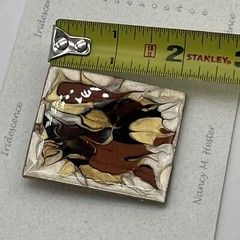 Nancy M Hester Iridescence Artisan Modern Art Brooch Ladies Pin Brown Gold Tones