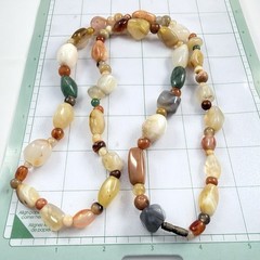Vintage Beggars Bead Necklace Polished Stone 30″
