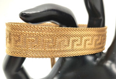 Art Deco Byzantine Greek Key Chain Tassel Gold Tone Mesh Slide Bracelet!