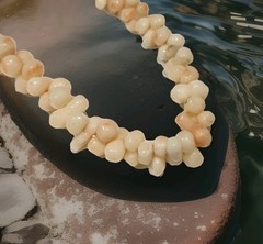 Vintage Carved Angelskin Graduated Choker Necklace, Lovely Blush, 30 g