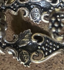 VTG Sterling Wheeler WM Co Black Hills Design Rose Leaves Hoop Stud Earrings