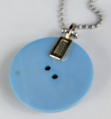Vintage Blue Whale Plastic Button Pendant Necklace 29 in Ball Bead Chain