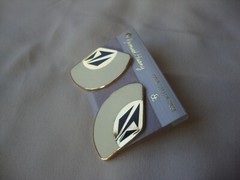 VINTAGE SAMUEL HUANG SIGNED CLOISONNE RETRO ABSTRACT BLACK WHITE ENAMEL EARRINGS