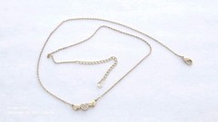 ​Vintage 2000s Gold Plated Triple Heart Necklace Rhinestone Dainty Y2K Jewelry