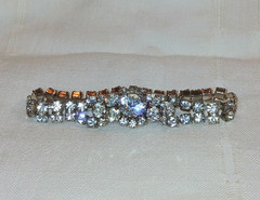Vintage Austria 2-Layer Crystal Bracelet Bright Clear Crystals Signed Austria 7″
