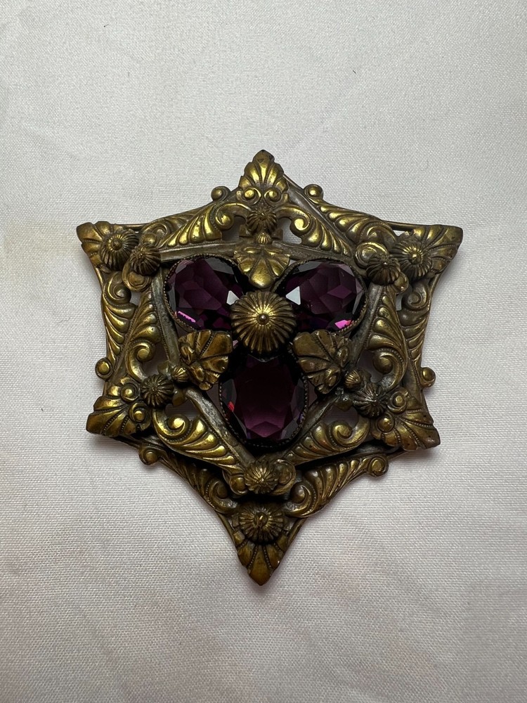 Vintage Signed Joseff Russian Gold Multi-Level Metal Brooch/Pin