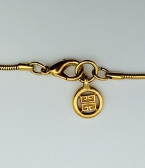 VTG Givenchy Necklace Aventurine Pendant 1980s Runway Gold-Tone Long Snake Chain