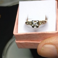 Vintage 14K Yellow Gold Ring Sz 7 Round White Diamond 5-Stone Signed
