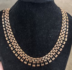 Vintage Copper Necklace Choker Style Geometric Modern Design 16.5” Read