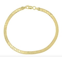 18K yellow gold over sterling silver 3.6MM Greek key herringbone bracelet NEW