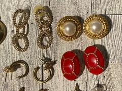Vintage 1980s 2000s Lot Gold Tone Pierced Earrings Faux Pearl Love Knot