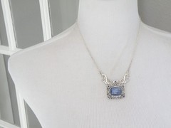 Sterling Silver 925 Natural Kyanite Iolite Art Nouveau Style Necklace 18″