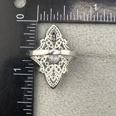 Vintage Ring Art Deco Revival Silver Tone Rhinestone