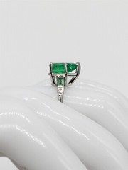 Vintage 1940s $7000 5.50ct Natural Pear Cut Emerald Alexandrite Platinum Ring