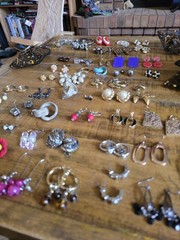 Vtg Retro Costume Lot Of 50 Earrings Clip On Earwire Push Backs