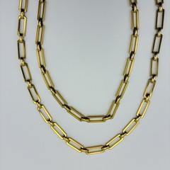 Vintage 70’s Monet Gold Tone Rectangular Bar Link 36” Chunky Chain Signed