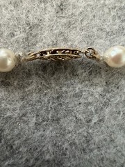 Vintage 5.8mm Genuine Cultured Pearl Necklace W Solid 14k Gold Clasp 19g 19”