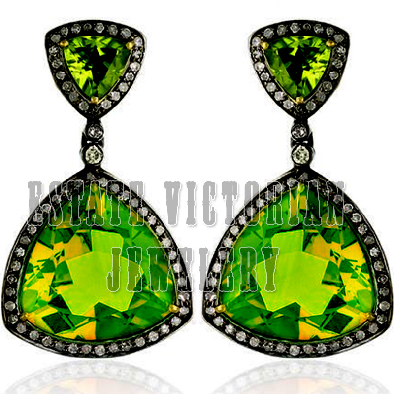 1.91Ctw Rose Cut Diamond Gemstone Studded Silver Vintage Amazing Earring Jewelry