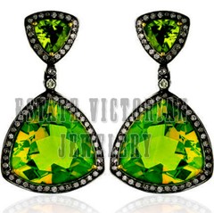 1.91Ctw Rose Cut Diamond Gemstone Studded Silver Vintage Amazing Earring Jewelry