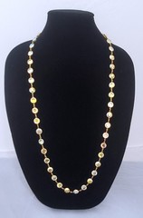 Vintage Aura Borealis Peacock Faceted Round Crystal Necklace Brilliant 35″ Long
