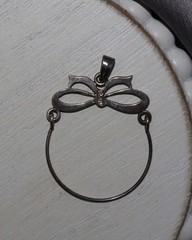 Vintage Sterling Silver Bow Charm Holder Pendant 1.9G / 1.5in