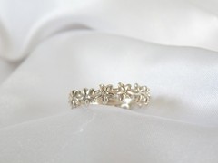Vintage Hawaiian Sterling Silver Plumeria Eternity Band Ring Size 10