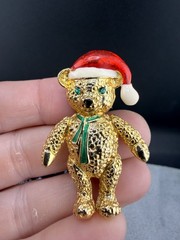 Vintage Brooch Lot Candy Cane Bear Butterfly Fish Bird Basket Christmas Tree