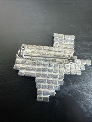 2 Texas State Rhinestone Rodeo Silver Toned Brooch Pin