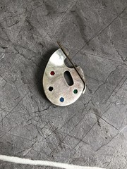 Sterling Silver Artist Brooch Pin Painter’s Pallet Brass Brush MEXICO