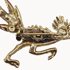 VTG Brooch Roadrunner Bird Enamel Painted Gold Tone Retro Fun Whimsy Cartoon Pin