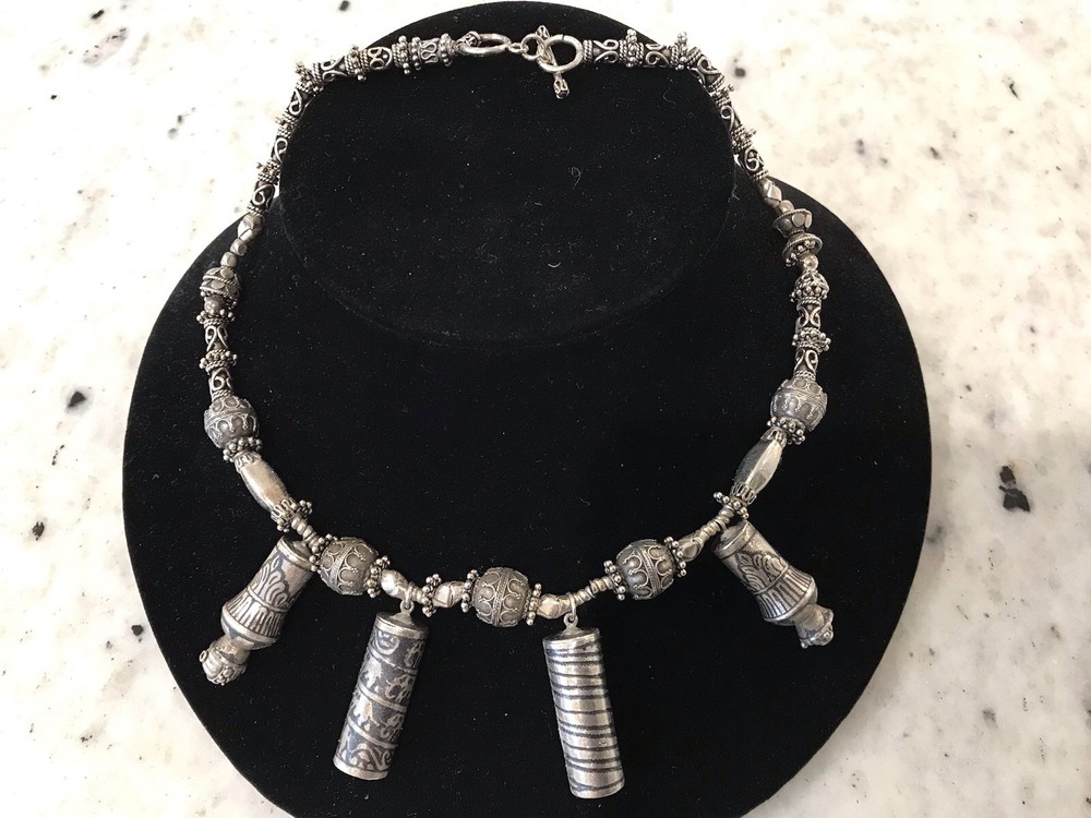 Sterling Silver Necklace With Charms Handmade Vintage Unique