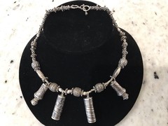 Sterling Silver Necklace With Charms Handmade Vintage Unique