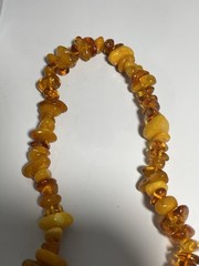 110g VINTAGE CHUNKY EGG YOLK BALTIC HONEY AMBER RAW NUGGET NECKLACE LONG 34”