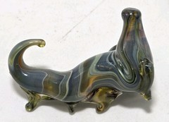 Vintage Swirled Art Blown Glass Seahorse Pendant Jewelry 1-3/4” X 1-1/4”