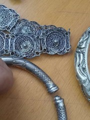 Lot of 3 Chinese Asian Sterling Silver Bangle Bracelet Dragon Filigree