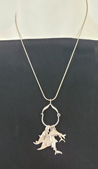 Vintage Sterling Silver FISH Charm Holder Necklace