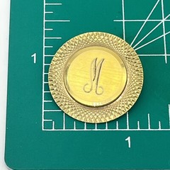 Vintage Guilloche Brooch Monogram M Gold Plated Signed LaMode Karatclad 1.25″