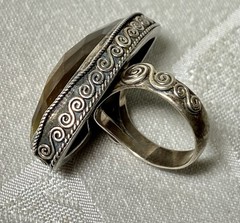 Vintage 925 Sterling Silver Tiger Eye Marquise Large Statement Ring Size 5.5