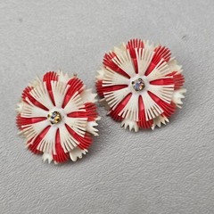 Vintage Earrings Lot West Germany Germany Plastic Clip On Floral Mid Century
