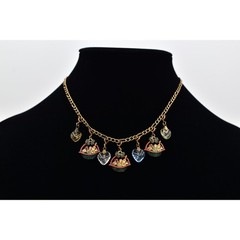 Anna Koplik Vintage Charm Necklace Collar Picnic Basket Wine Heart Signed BinBL