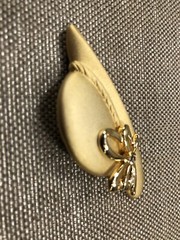 Vintage Tona Signed Satin Gold Toned Hat Brooch Pin [ML07]