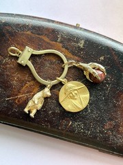 Vintage Italian 18K Yellow Gold Carabiner Clip Charm Holder Pendant