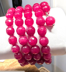 Red Carnelian Wire Wrap Bracelet w/107 7mm faceted Stones Fits All Sizes