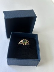 Vintage Green Cubic Zirconia Ring Gold Plated Womens Size 8
