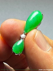 Water Drop Rich Apple Green Jadeite Jade 18K white Gold Diamond Pendant 11.68ct