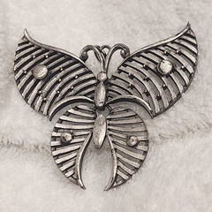 Vintage Silver Tone Butterfly Pendant Large Openwork Statement articulated