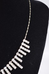 Icing Beautiful Vintage Silver Tone Clear Rhinestone Bib Choker Necklace 18″