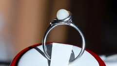 10k white gold size 6.75 ring 5.3mm cultured pearl natural diamond antique 2.28g